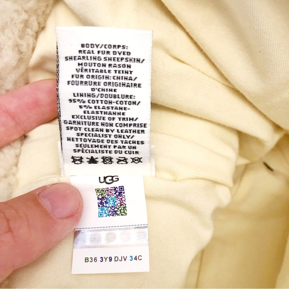 NWT UGG Genuine Sheepskin Cuff Winter Hat Waterproof Curly Shearling Beanie L/XL - Picture 8 of 15